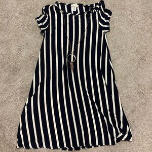 Pinc Navy and White Striped dress